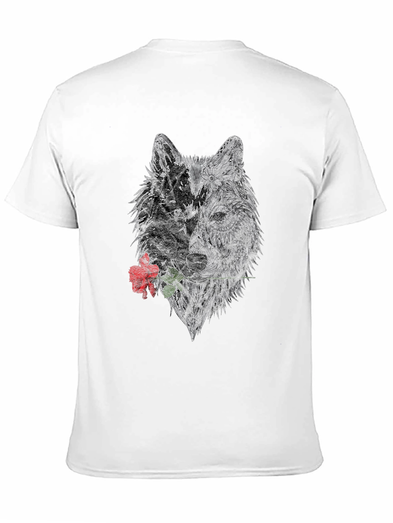 Black Wolf Rose Graphic T-Shirt