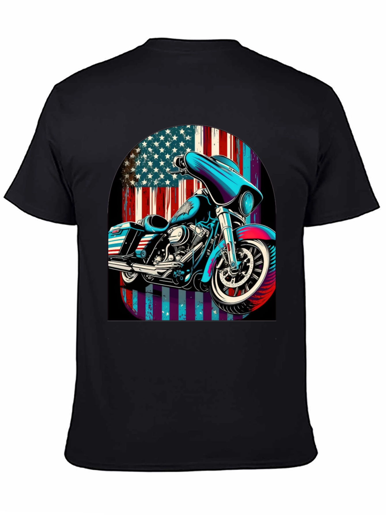American Flag Motorcycle Graphic Tee