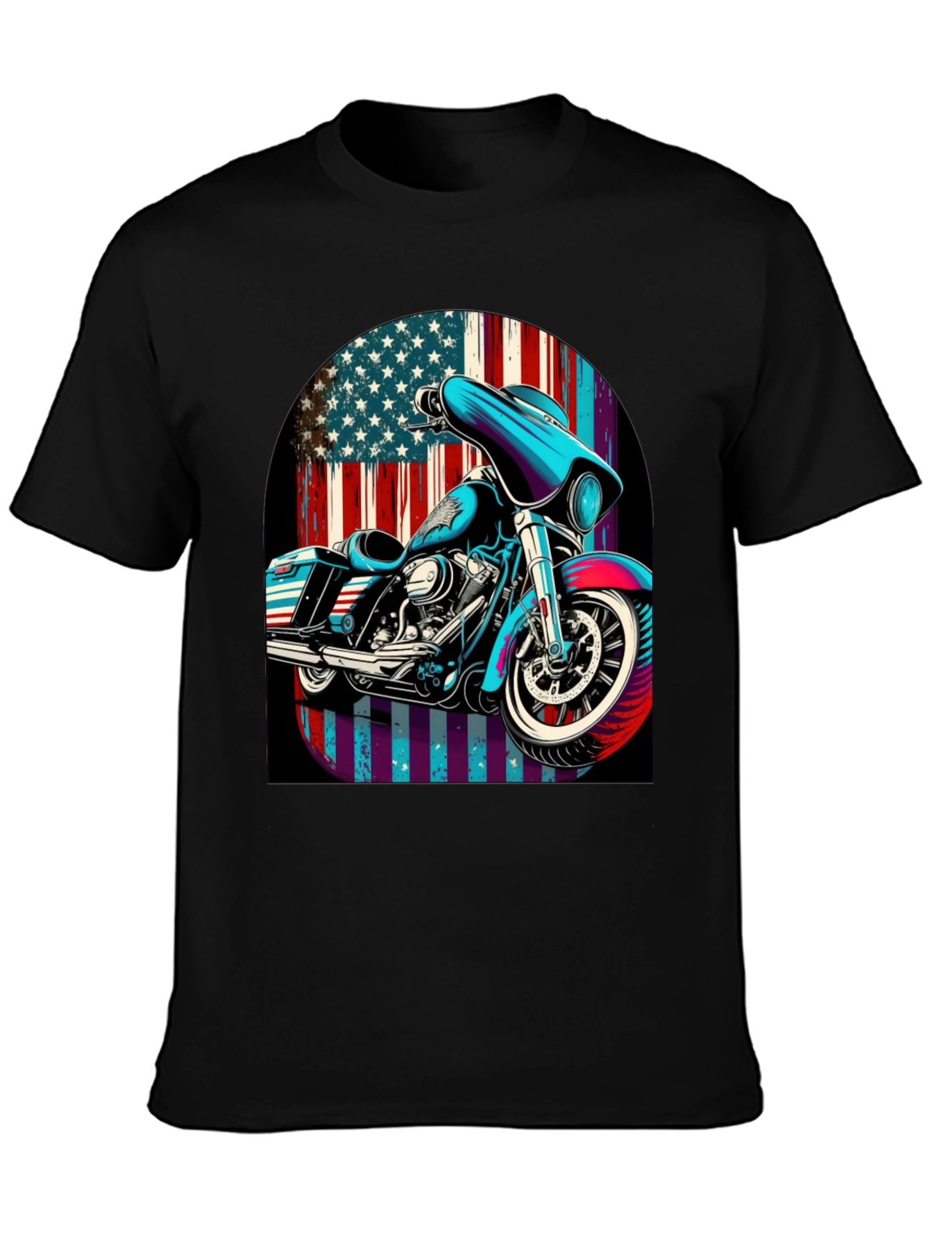 American Flag Motorcycle Graphic Tee