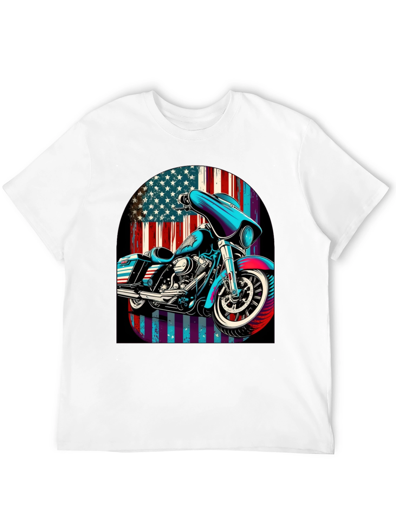 American Flag Motorcycle Graphic Tee