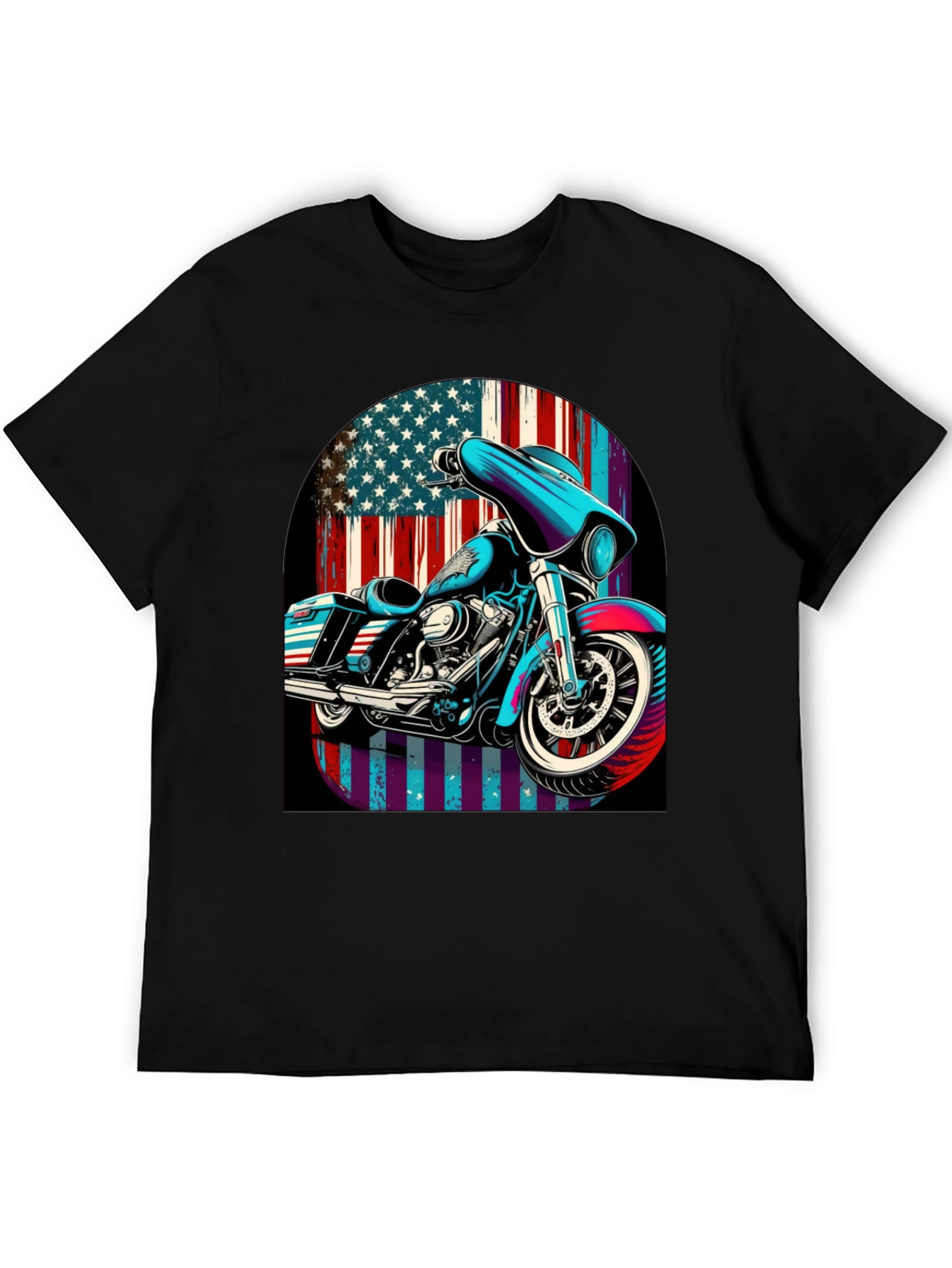 American Flag Motorcycle Graphic Tee