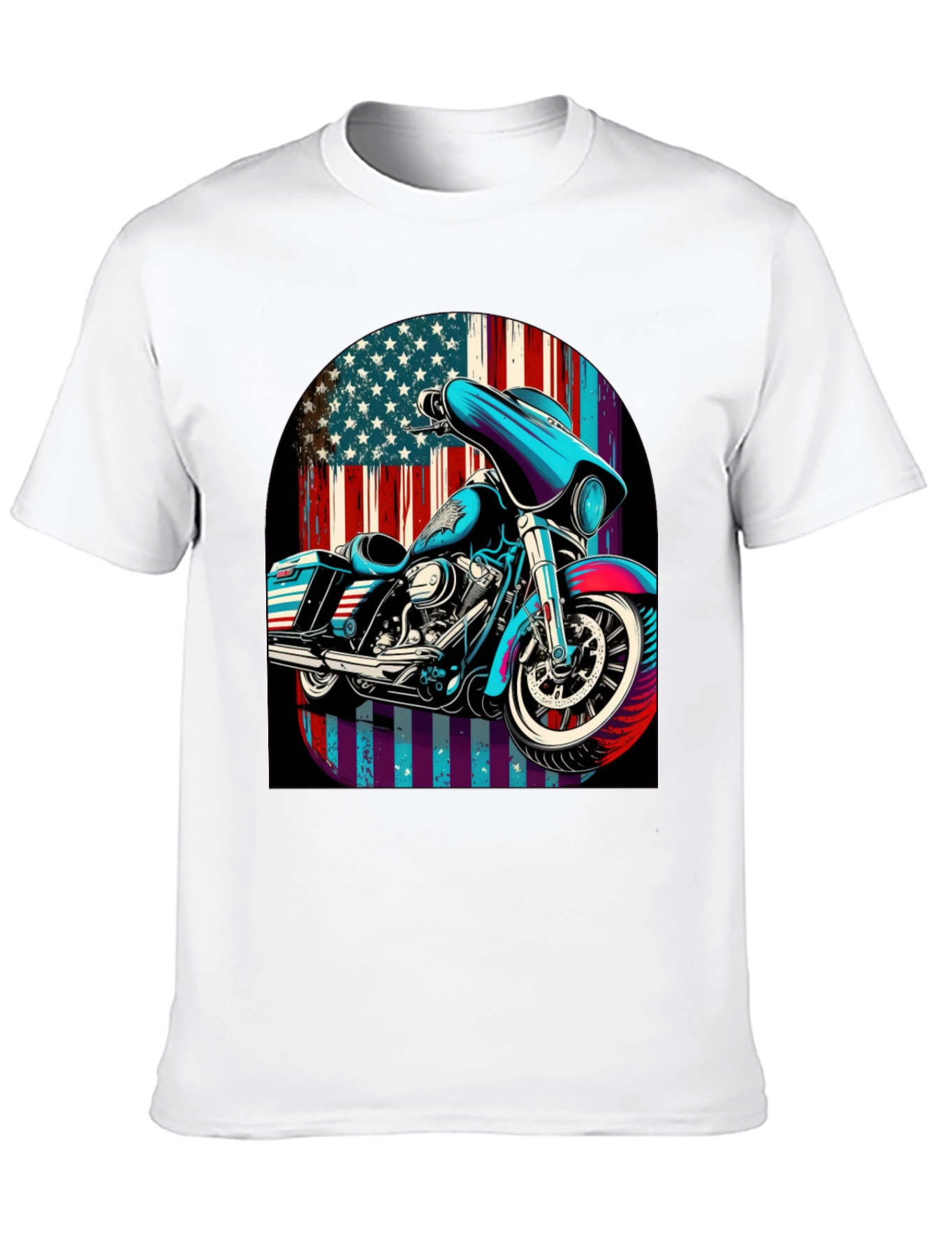 American Flag Motorcycle Graphic Tee