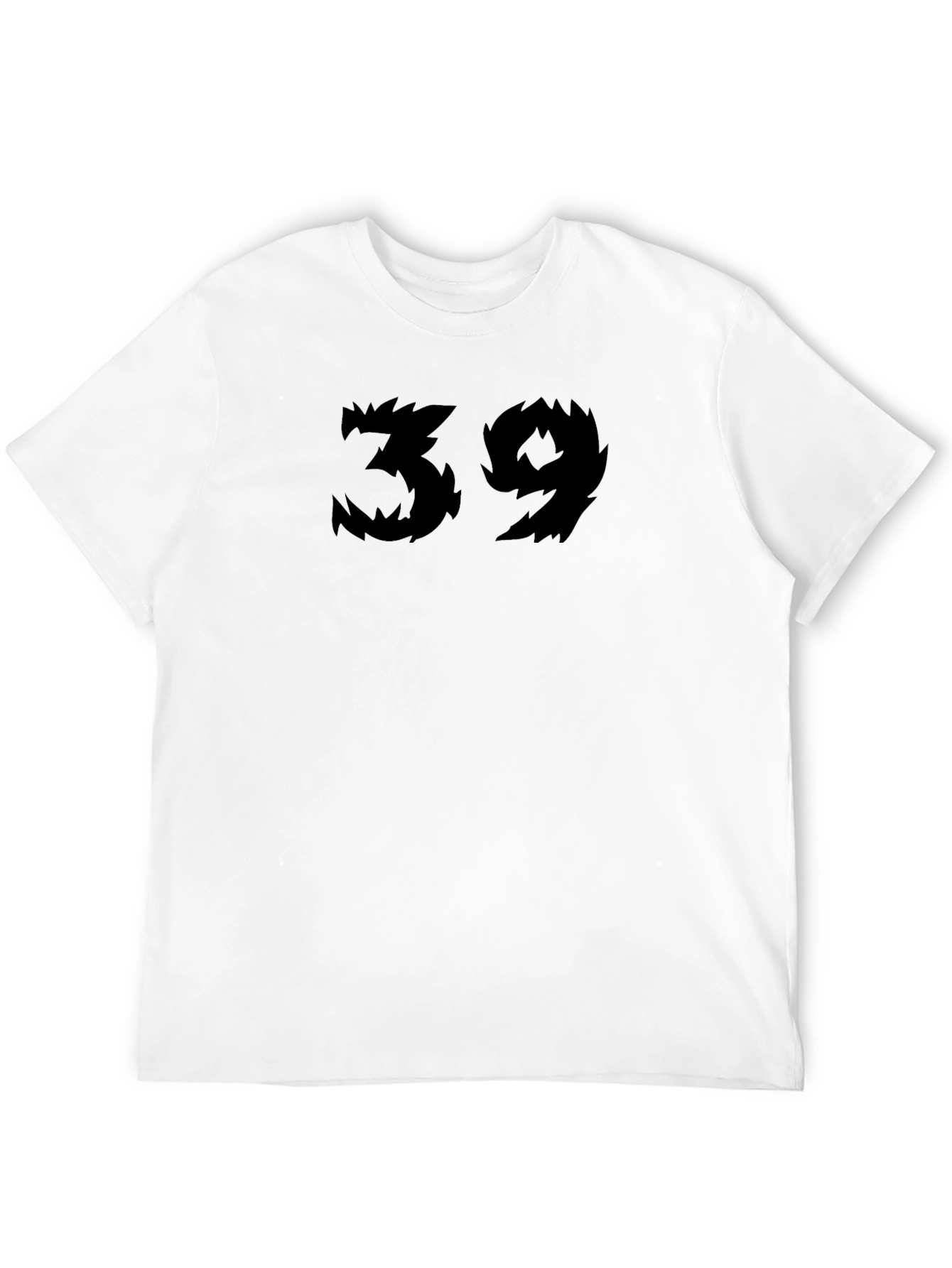 Black T-Shirt with Spiky Number 39 Design