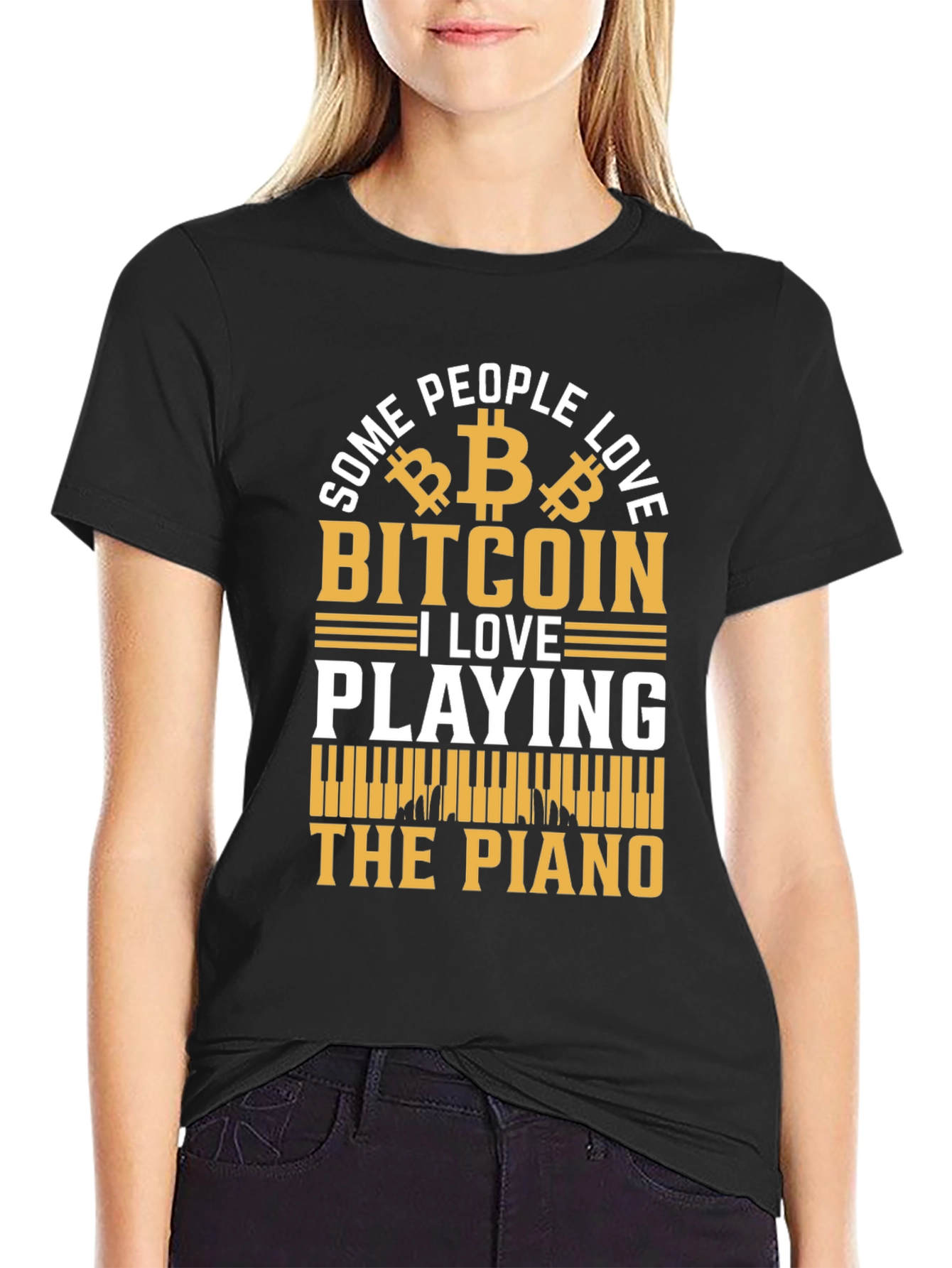Bitcoin Piano Lover T-Shirt - Novelty Graphic Tee