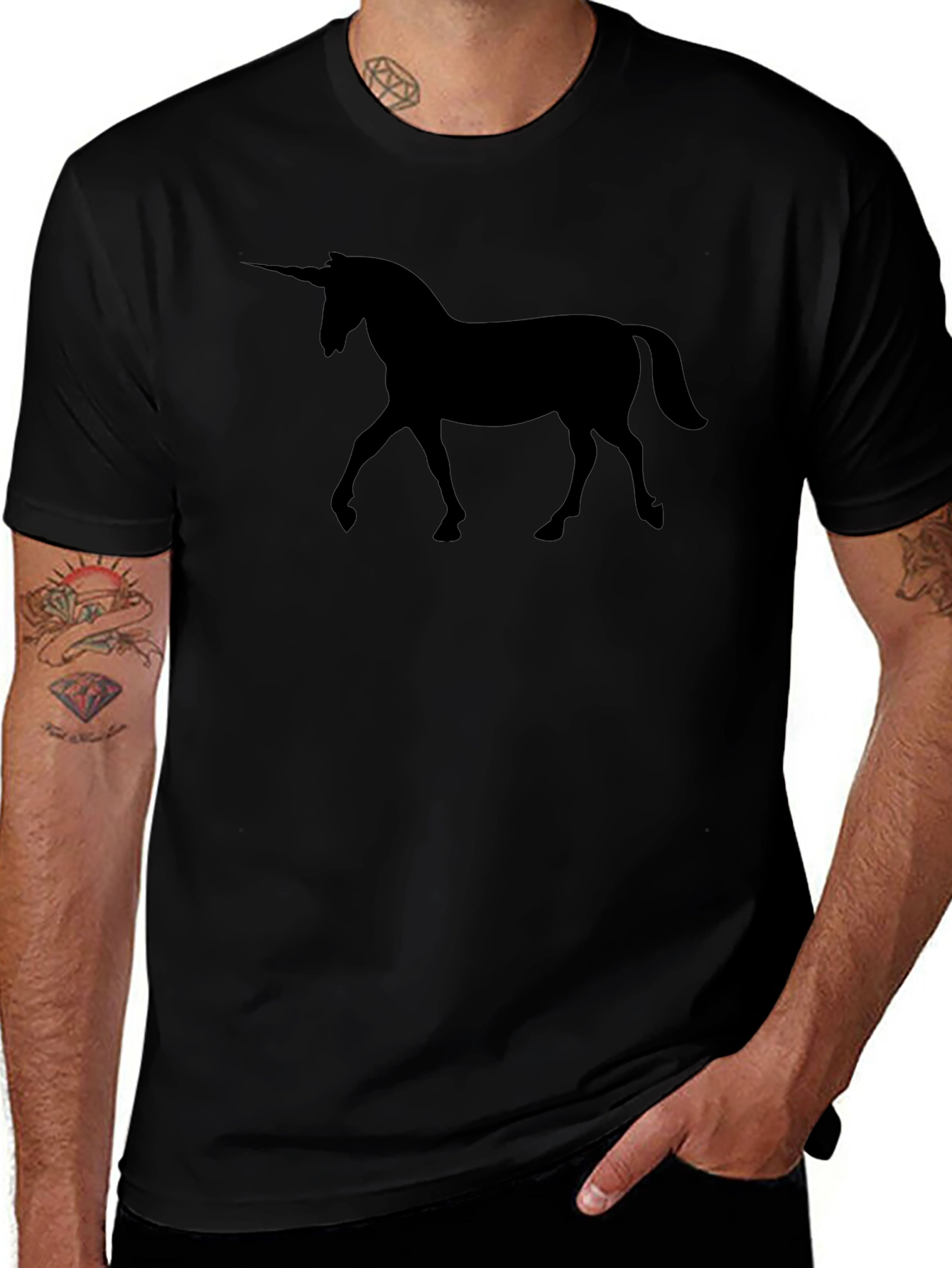 Black Unicorn Silhouette Tee - Mens Graphic T-Shirt