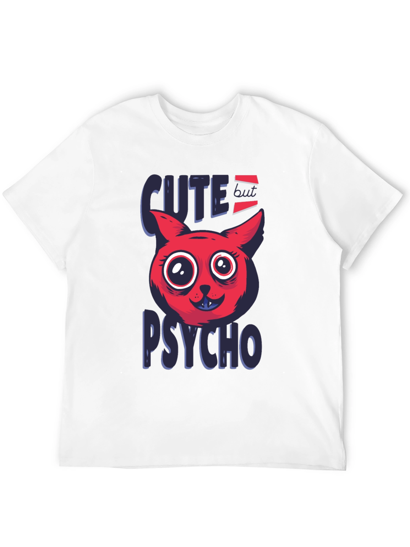 Cute But Psycho Cat Graphic Tee - Soft Black Cotton Blend