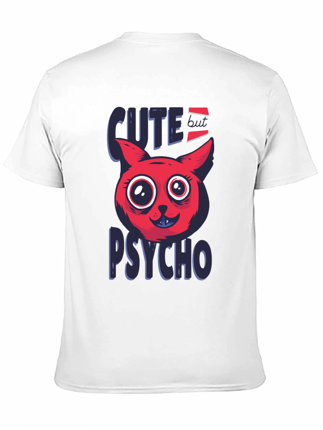 Cute But Psycho Cat Graphic Tee - Soft Black Cotton Blend