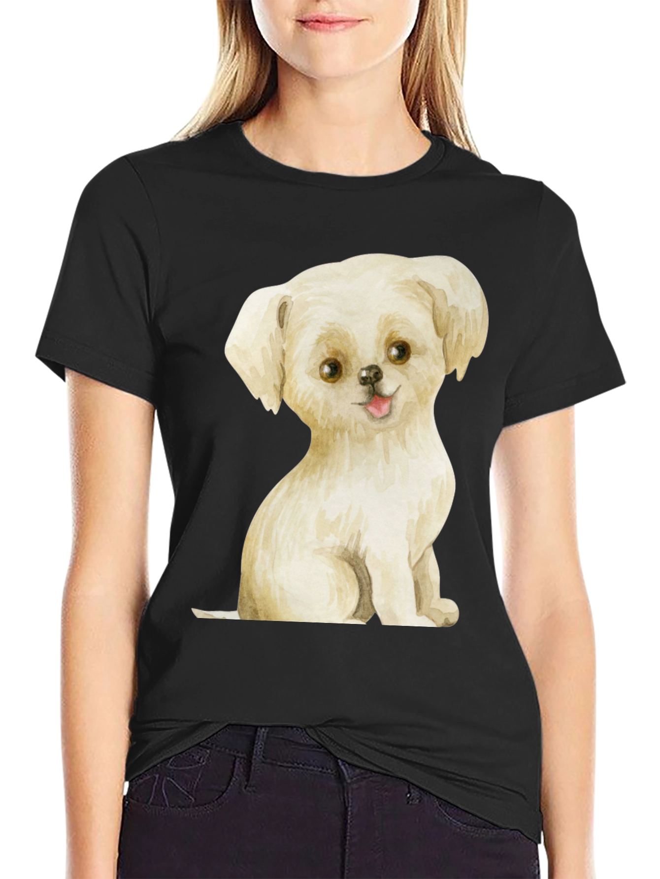 Cute Puppy Graphic Tee - Unisex Black T-Shirt