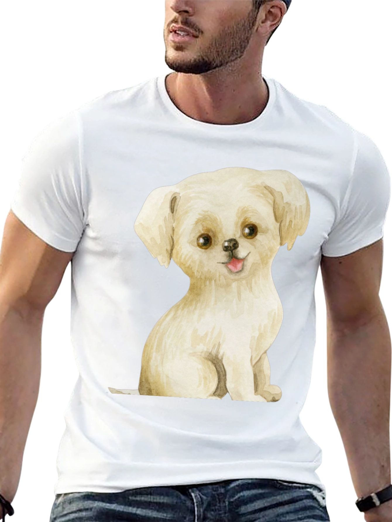 Cute Puppy Graphic Tee - Unisex Black T-Shirt