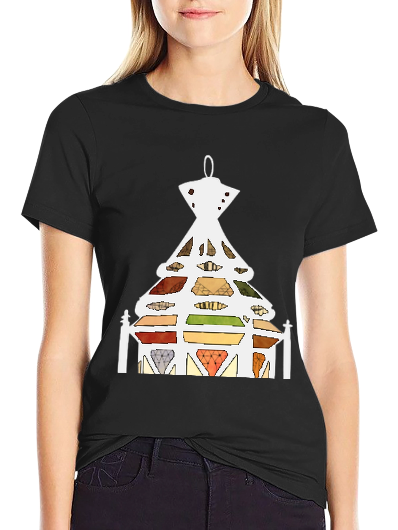 Abstract Stained Glass Tree Graphic T-Shirt