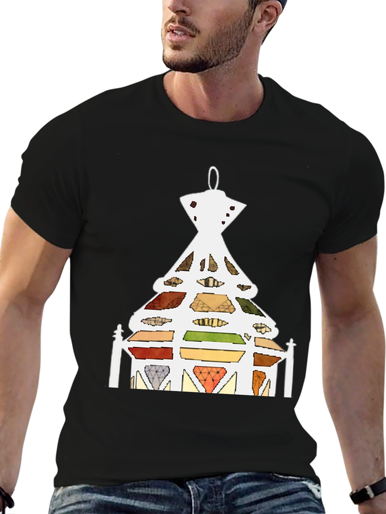 Abstract Stained Glass Tree Graphic T-Shirt