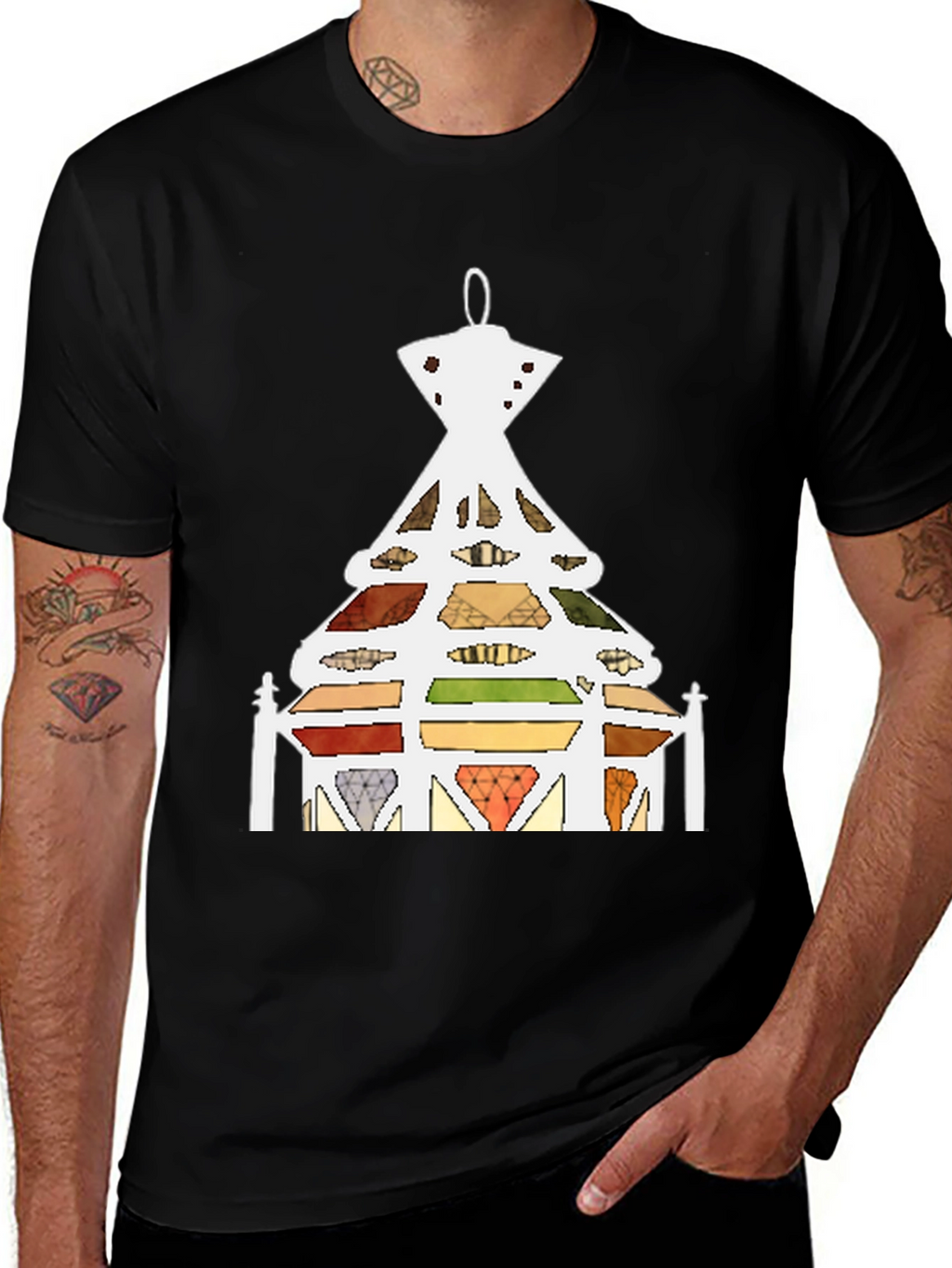 Abstract Stained Glass Tree Graphic T-Shirt