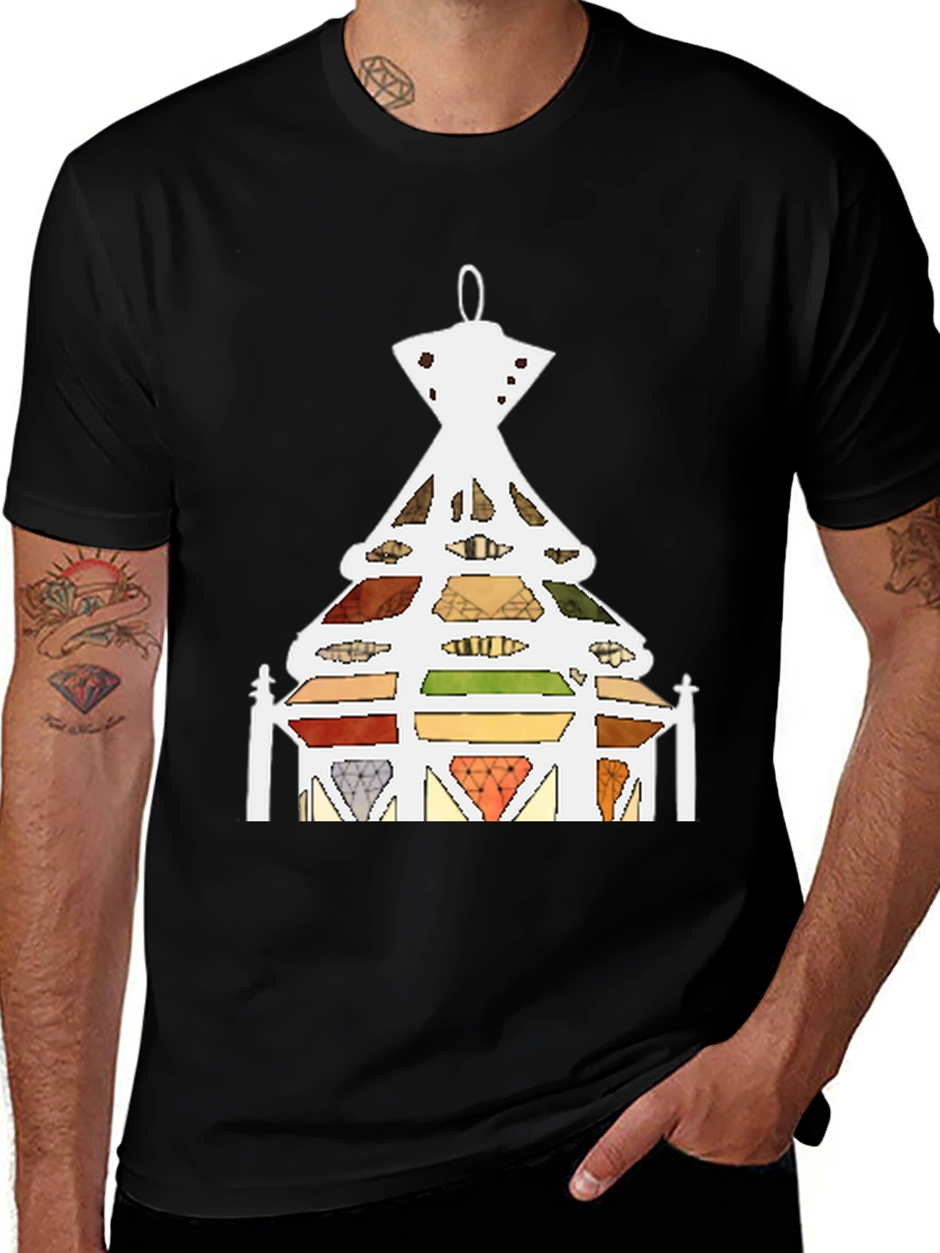 Abstract Stained Glass Tree Graphic T-Shirt