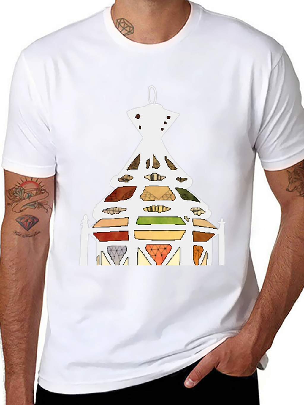 Abstract Stained Glass Tree Graphic T-Shirt