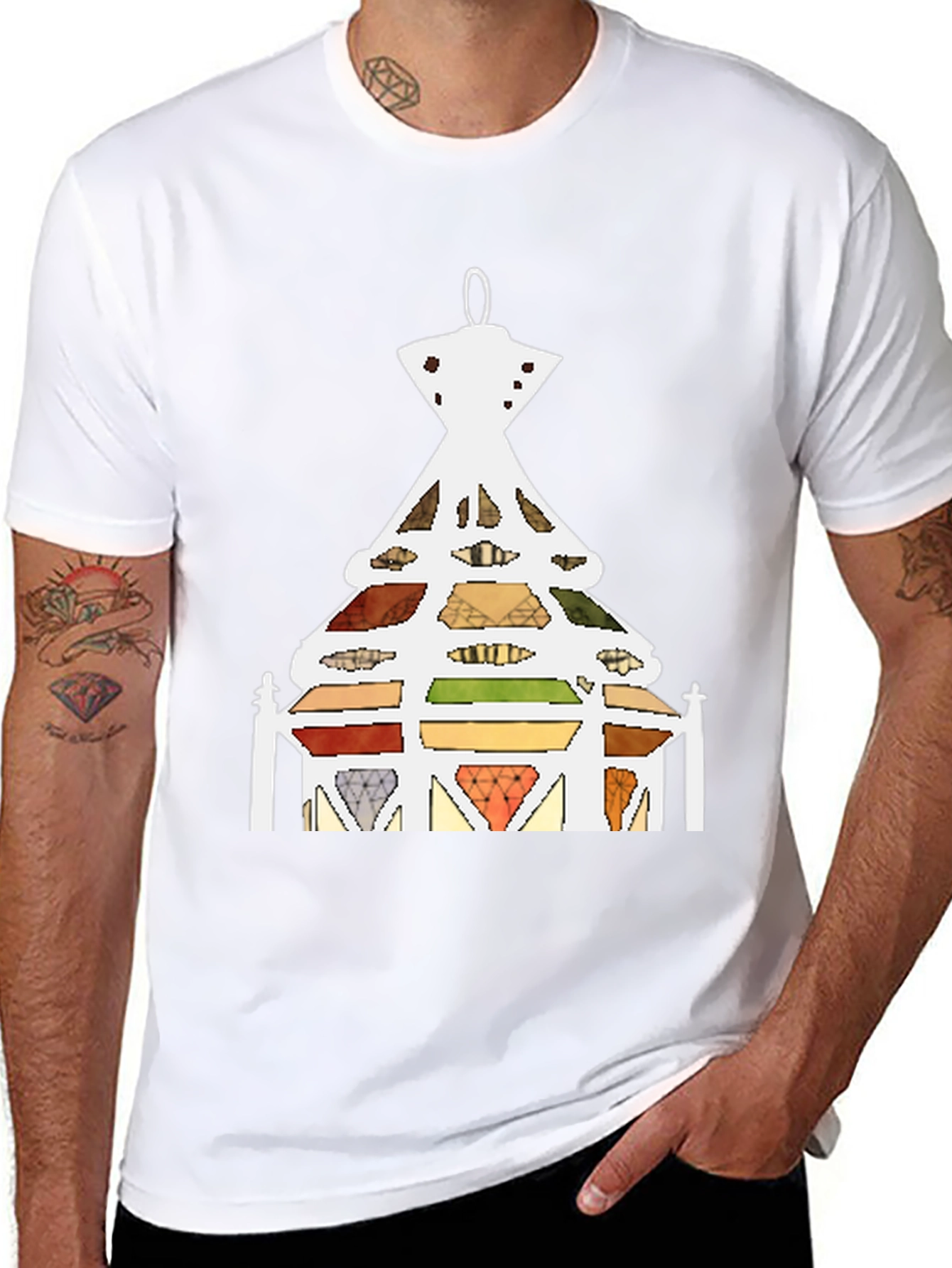 Abstract Stained Glass Tree Graphic T-Shirt
