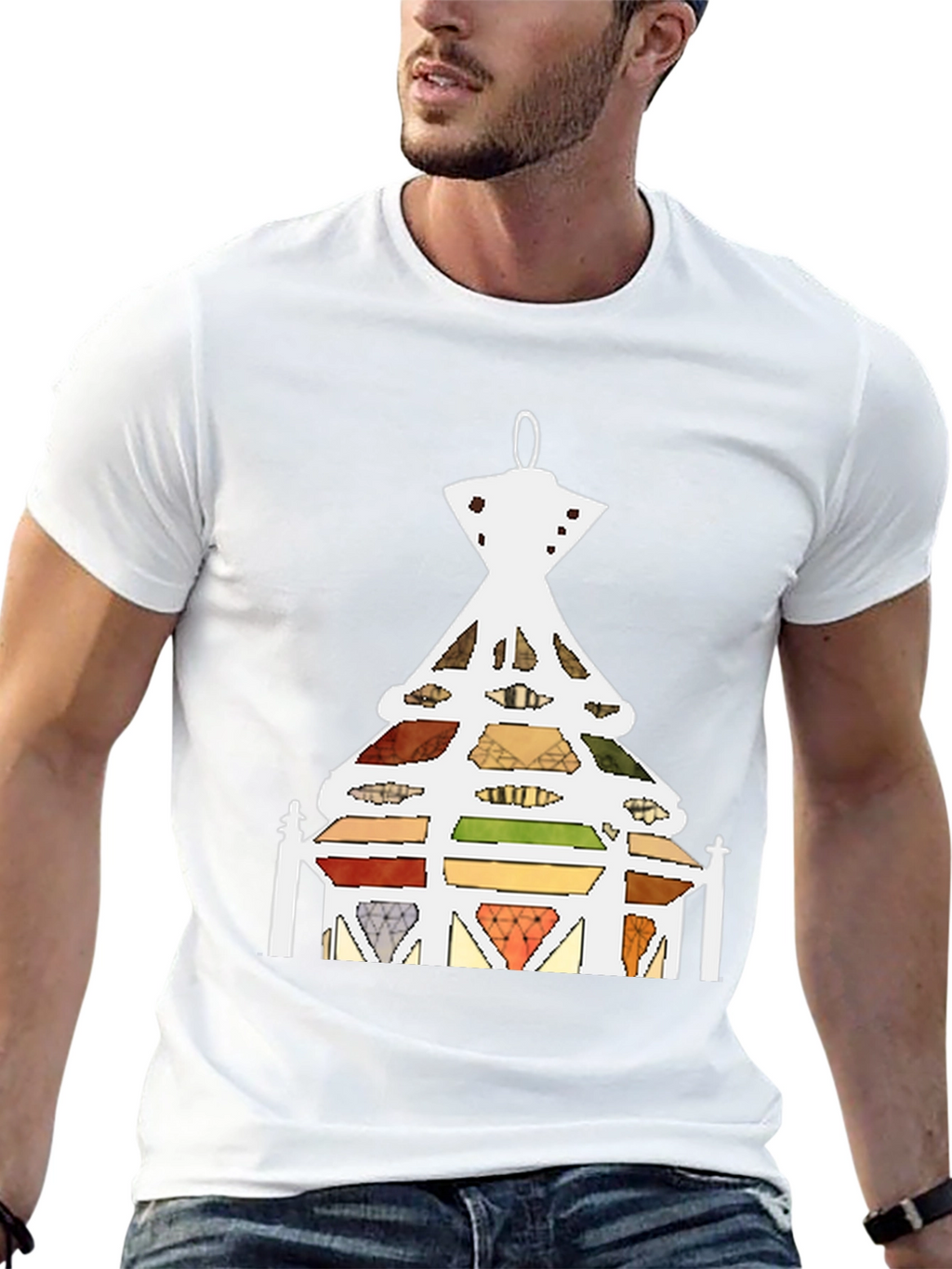 Abstract Stained Glass Tree Graphic T-Shirt